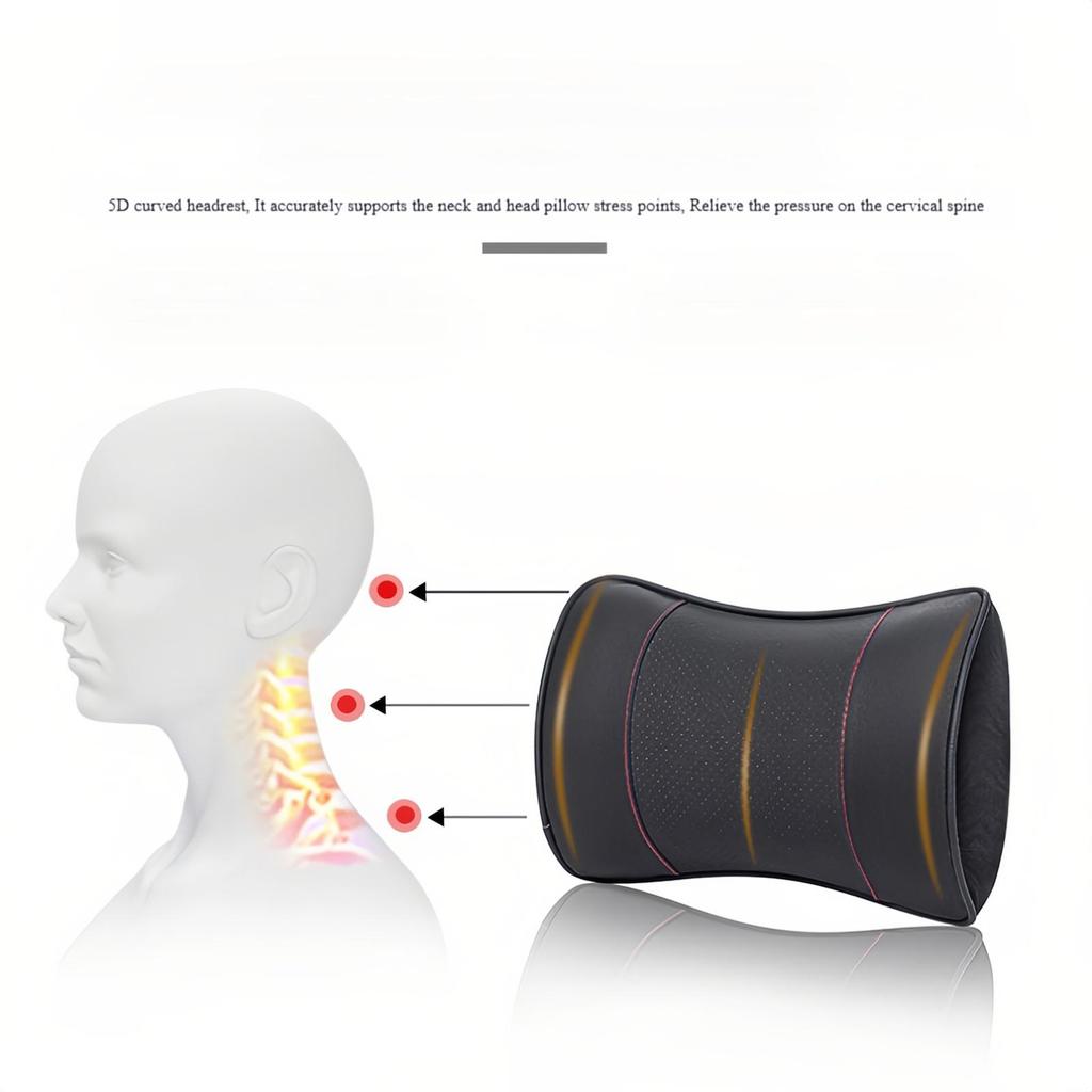 Leather Car Headrest Neck Protector Pillow Bolster Car Pillow Car Pillow Car Interior Supplies Memory Foam Lumbar Pillow