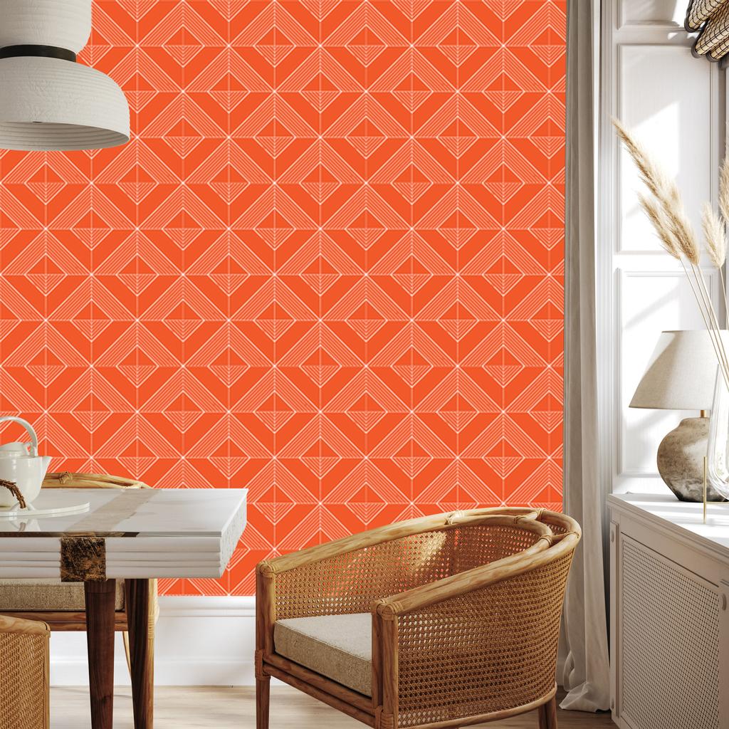 Geometric rhombus wallpaper peach for living room and bedroom 50x1000