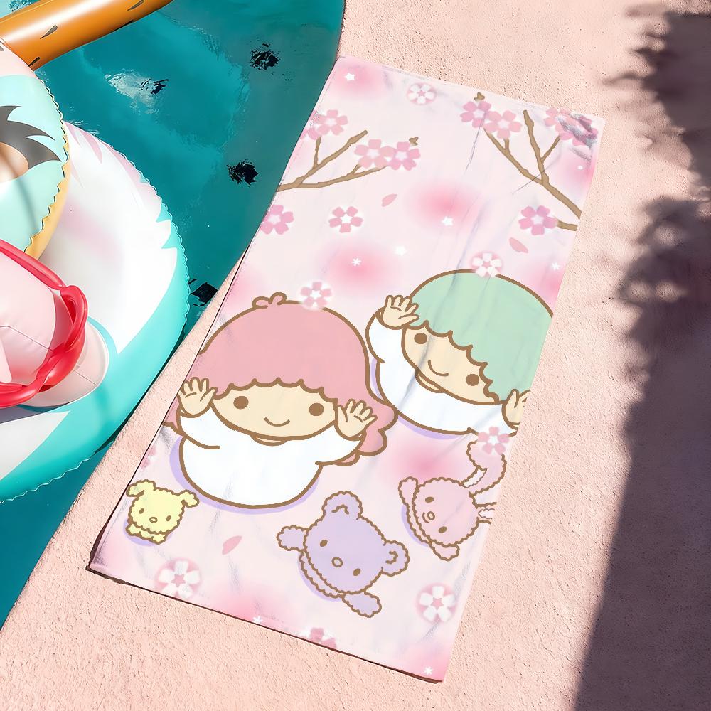 

Sa Cute L-Little Twin Stars Cartoon Towel Quick Dry Soft Yoga Swimming Fitness Mountain Climbing Large Beach Towels W30*H60(CM)