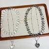 Fashionable Double Layer Beaded Necklace Vintage Irregular Heart Pendant Clavicle Chain Jewelry For Women
