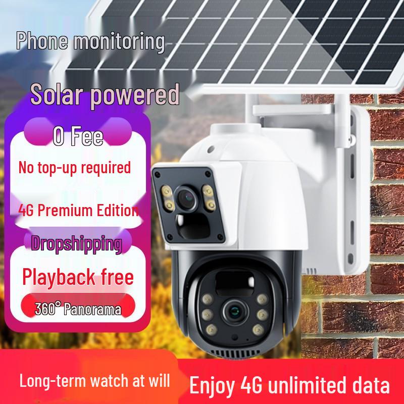 Solar-Powered 4G Outdoor Traffic Camera with Built-in Battery, No Network or Power Required, Rainproof