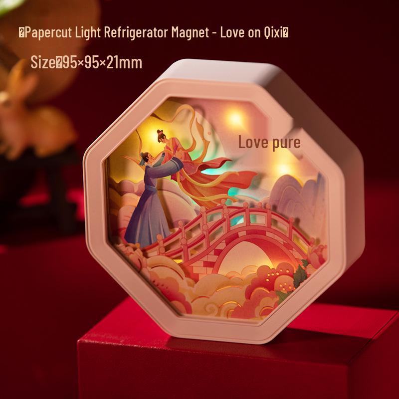 Guochao Paper Sculpture Fridge Magnet Souvenirs for Tourist Attractions