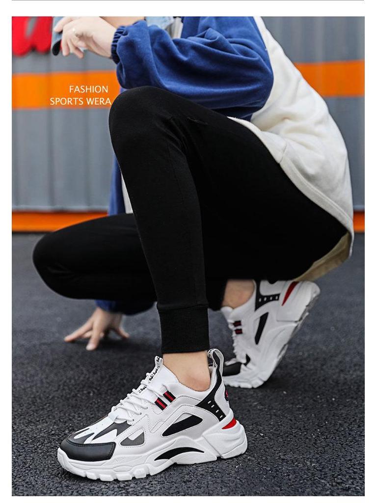 Męskie oddychające buty do biegania Flyknit - Modne sneakersy siateczkowe w koreańskim stylu dla taty z podwyższeniem na lato.