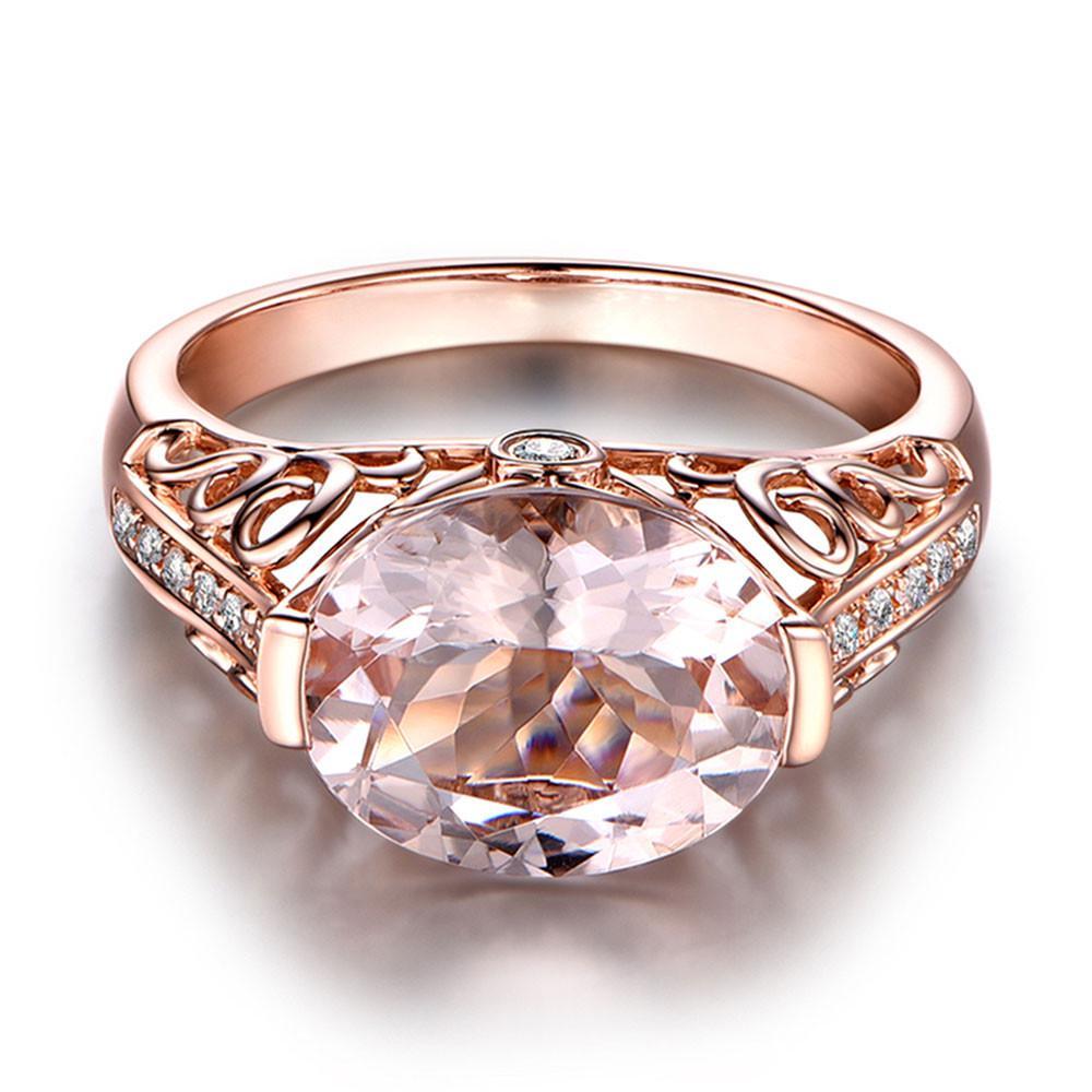 Nouveau Ovale Cut CHARME Champagne Topaz Gemstone or Rose Femmes Bijoux Anneaux 7-10 Nouveau Ovale Cut CHARME Champagne Topaz Gemstone or Rose Femmes Bijoux Anneaux 7-10