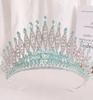 DIEZI Luxury Green Opal Crystal Flower Water Drop Tiara Crown Women Wedding Party Elegant Bridal Bride Crown Hair Accessories