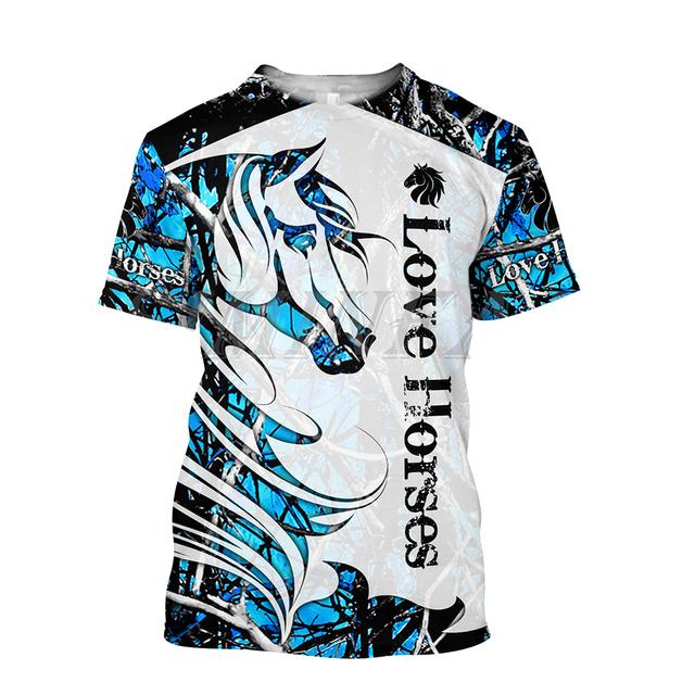 3D-utskrift Hästskjorta Unisex mode T-tröja för kvinnor Stor lös T-shirt med o-halsad T-shirt med kort ärm Fritidskläder Hästkläder