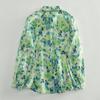 2025 Spring Green Floral Lapel Shirt for Women – Lightweight, Versatile & Loose Fit