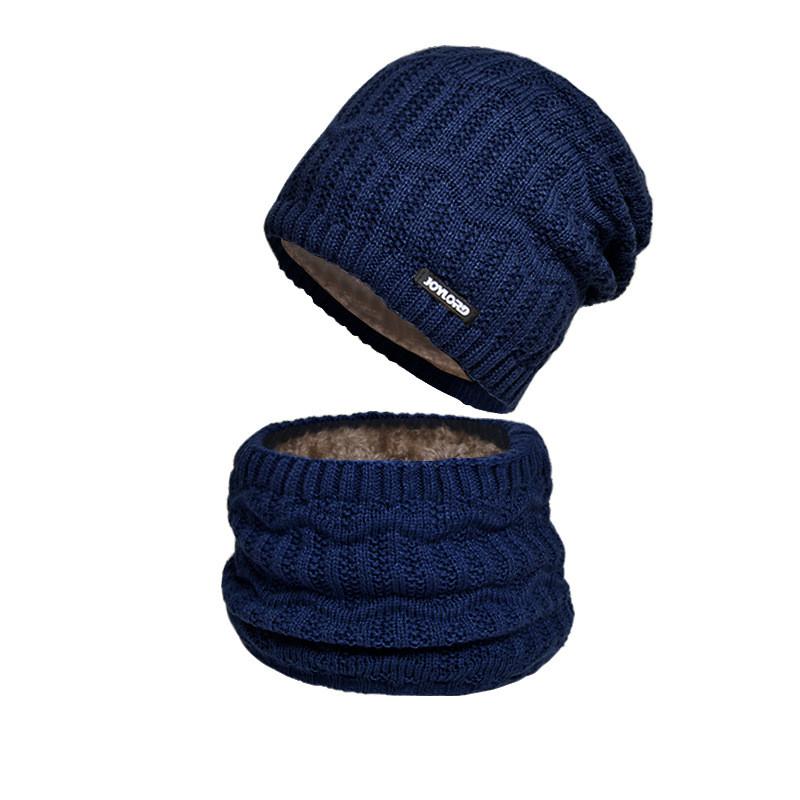 Warm Outdoor Knitted Hat And Scarf Set With Letter Decoration For Season Cold