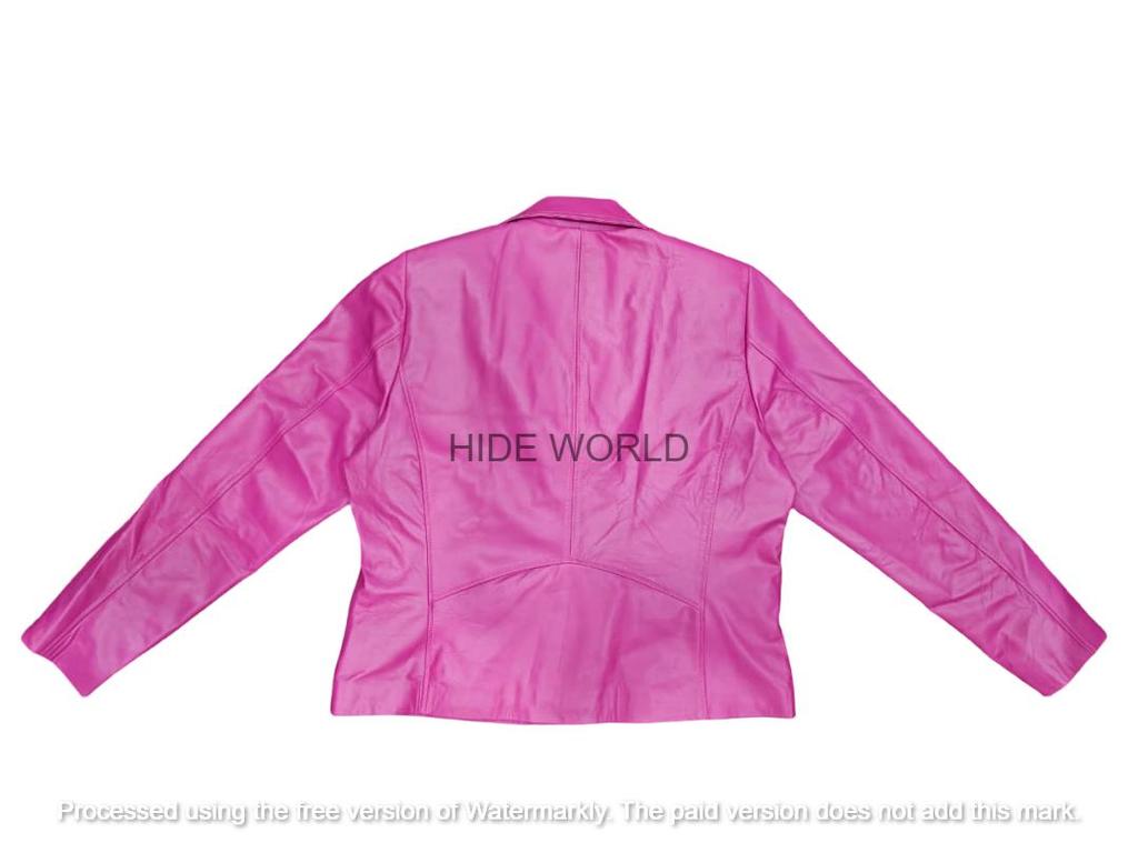 Women's Jacket Pink Handmade Leather Lambskin Stylish Casual Fashionable Motorcycle Wear