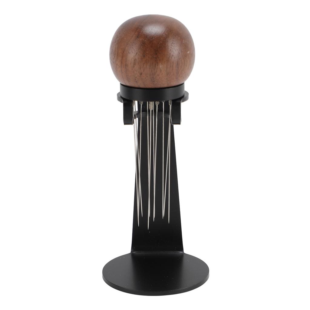 Needle Type Coffee Stirrer with Stand Stainless Steel Needle Walnut Handle Professional Needle Type Coffee Distributor