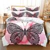 Butterfly Duvet Cover Set 3D Print Pink Rose Flowers Romantic Comforter Cover King Size For Kid Boy Girl Polyester Bedding Set