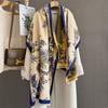 Autumn new retro style plant flower imitation cashmere scarf women's thickened warm medium and long jacquard shawl scarf
