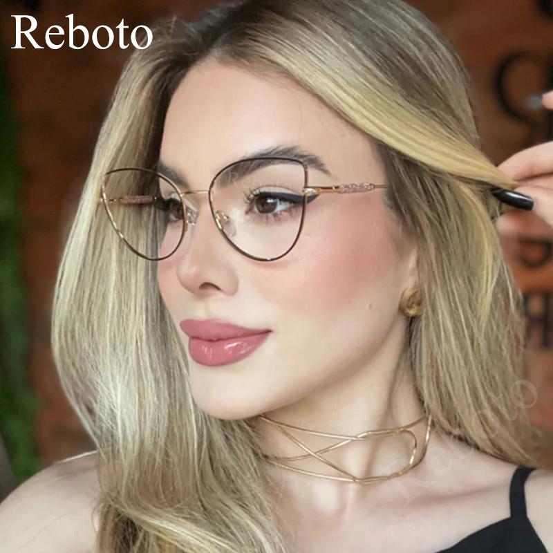 Sexy Cat Eye Eyeglass Frames Women Trendy Transparent Optical Glasses Female Fashion Gradient Gray Sunglasses Women's Eyewear