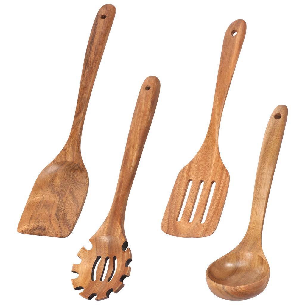 2-5 Stück/Set Küchenutensilien-Set aus Holz, Holzlöffel zum Kochen, Utensilien, Natürliche Teakholz-Holzlöffel für Antihaftpfanne Geschenk