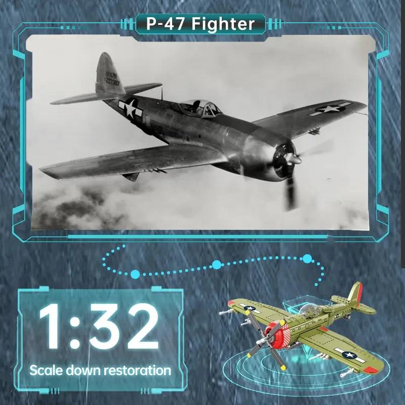 Different Types Army P47 Fighter Building Blocks Spitfire Military Soldier Pilot Figures Weapon Bricks Plane Toys for friend