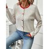 Autumn Casual Gray O Neck Sweater Cardigan Women Long Sleeve Loose Knit Cardigan Winter Lady Single-breasted Knitted Coat