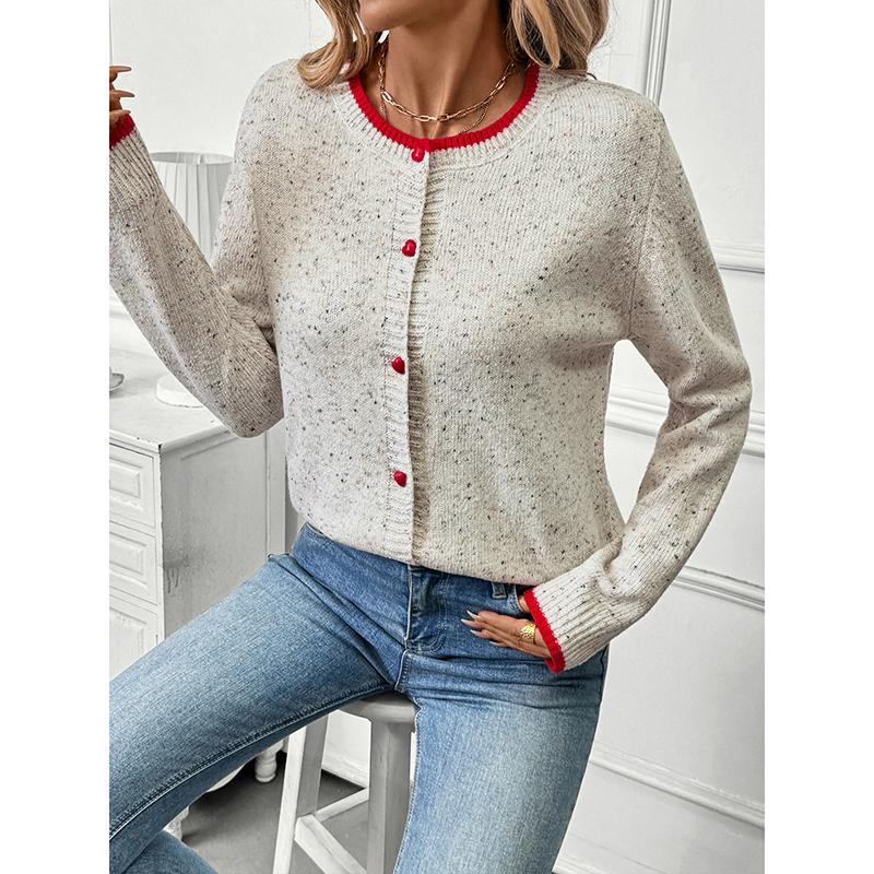 Autumn Casual Gray O Neck Sweater Cardigan Women Long Sleeve Loose Knit Cardigan Winter Lady Single-breasted Knitted Coat