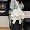 Cute girl bow canvas shoulder bag, casual canvas handbag, personalized creative underarm bag
