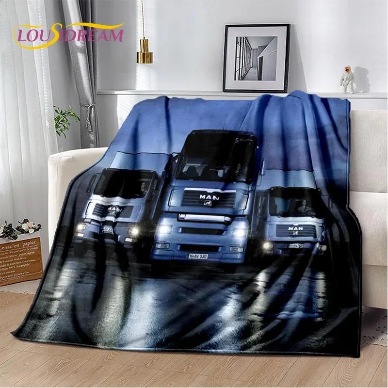 Coperta morbida in flanella 3D con motivo Camion per Letti Camera da letto Divano Picnic, Coperta da lancio per Coprire Tempo libero all'aperto Riposo Regalo
