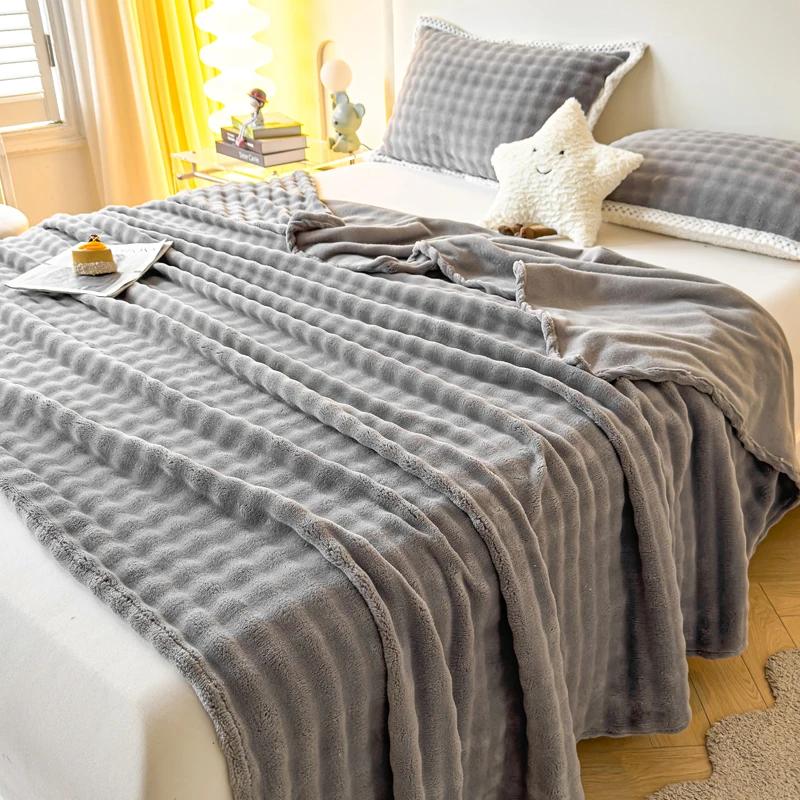 Plush Flat Bedsheet Skin-friendly Bed Linen Solid Color Flat Sheet Home Warm Blankets  (No Pillowcase)