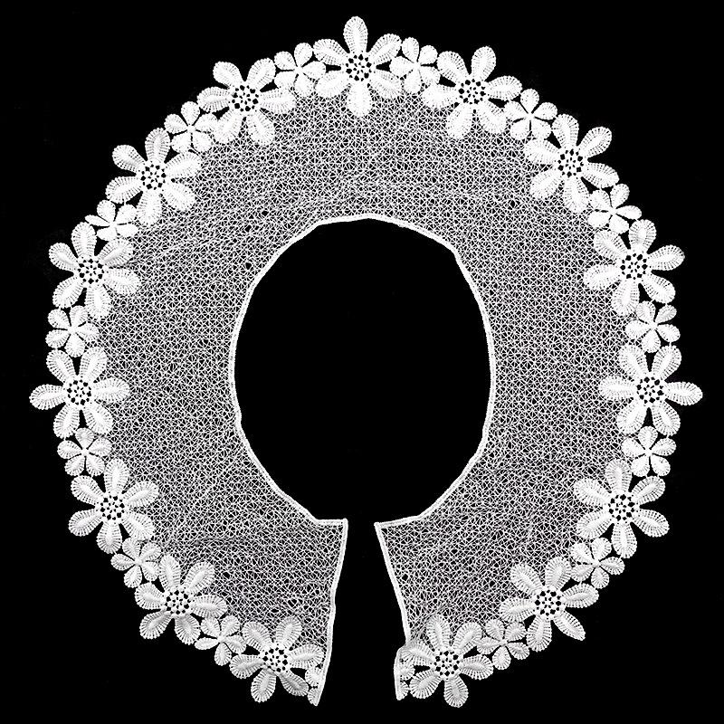 1 PCS Milk silk fake collar shawl embroidered shoulder collar three-dimensional hollow DIY lace accessories embroidered chest