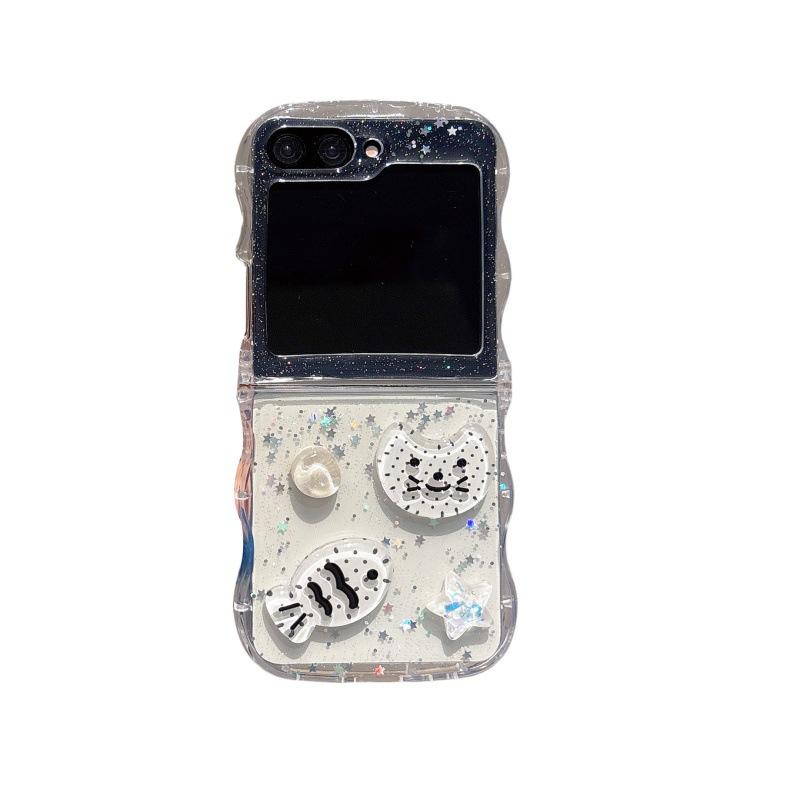 Three Dimensional Folding Mobile Phone Case Suitable for Samsung Z Flip6 Case Z Flip5 Transparent Protective Case Flip4 Shell