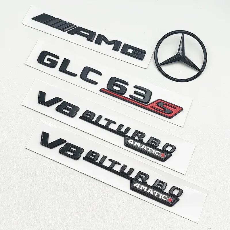 AABGV1 3D ABS Black GLC63S Logo Letters V8 BITURBO 4MATIC Badge Car Rear Star Sticker Trunk AMG Emblem For Mercedes Benz GLC AMG X253