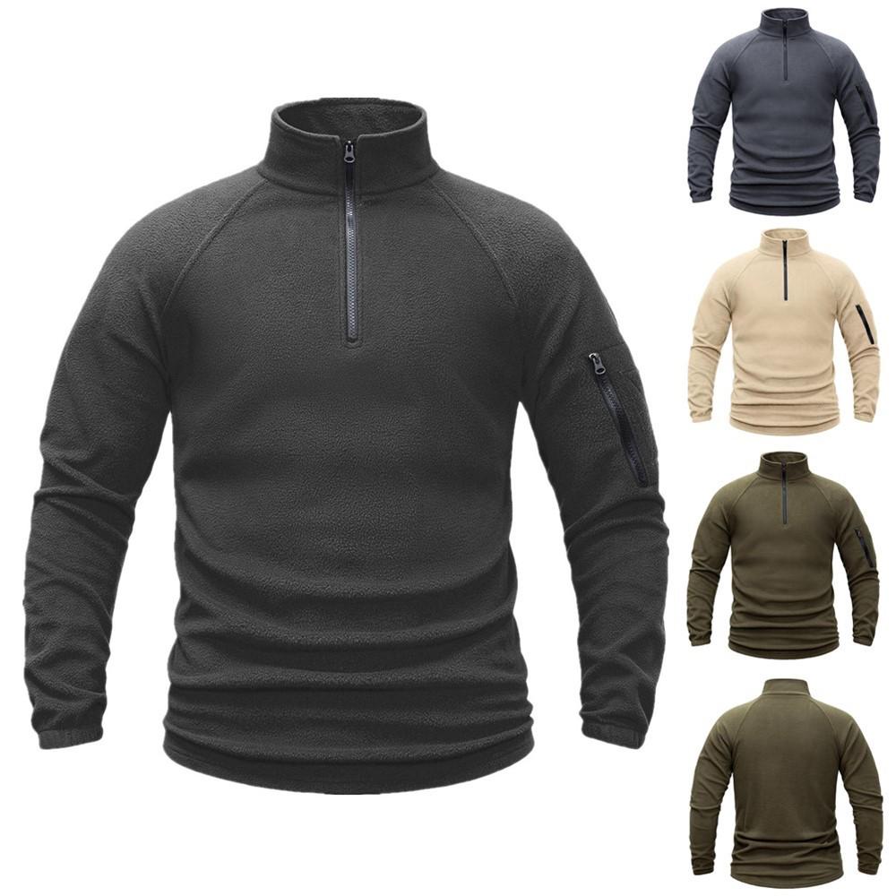 Men's Tactical Fleece Pullover - European & American Style Warm Stand-up Collar for Autumn & Winter.