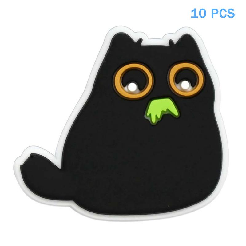 10 шт. Милые Мультяшные Черные Кошки Серия Маленькие ПВХ Мягкие Резиновые Нашивки Заколки для Волос Crocs DIY Аксессуары для Украшений