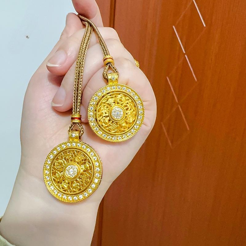 Long Lasting Color Retention, Auspicious Eight Treasure Compass, Auspicious Rope Necklace, Rotatable Pendant, Sweater Chain, Female