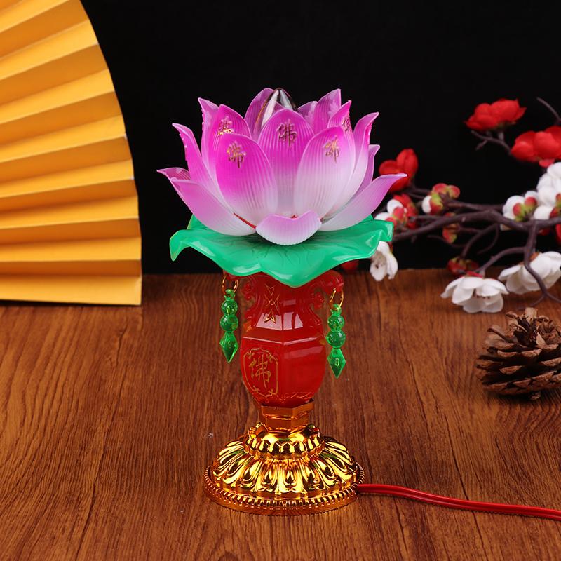 1Pc Led Lotus Buddhist Lamp Buddhism Faith Suppy Buddhism Prayer Lights For Home Meditation Worship Buddhism Temple