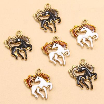 Stainless Steel Unicorn Horse Pendant, 20x16mm, 2 Colors, DIY Creative Ornament