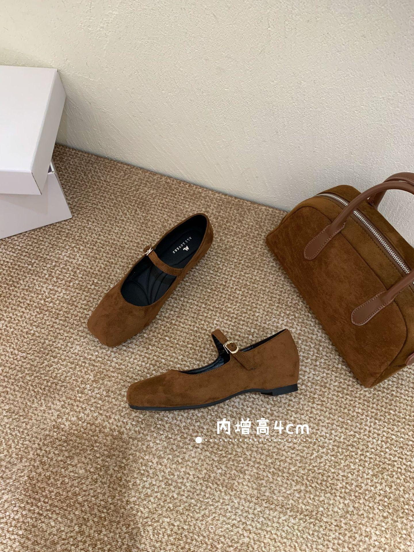

French retro Mary Jane shoes women s autumn models with flat bottom square head single shoes inner height increase with skirt women s shoes 39 светло-коричневого