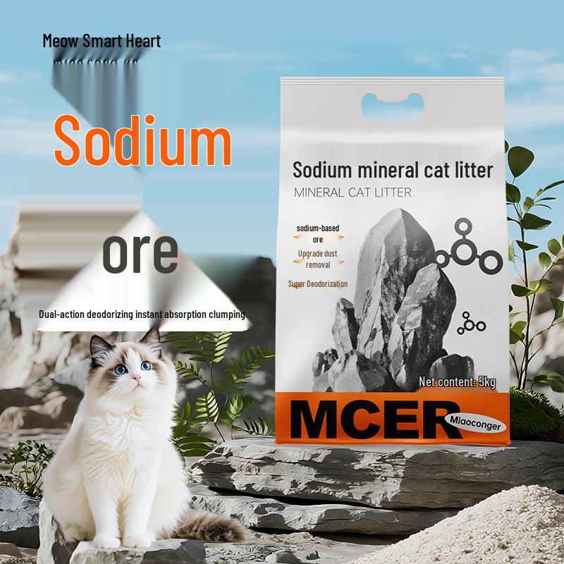 

Miao Cong er Sodium Mineral Cat Litter - 10-20 lbs, Dust-Free, Clumping, with Activated Carbon for Odor Removal, Free Shipping Included. Original 10 lbs
