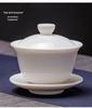 Mutton Fat White Porcelain Kung Fu Tea Set - Teapot, Gaiwan, and Teacup for Home & Office