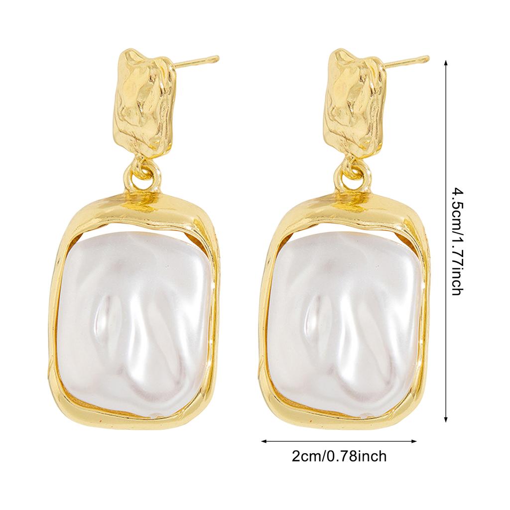Women Square Earrings with Pearls Female Hypo-allergenic Lightweight Earrings for Woman Daily Party Matching