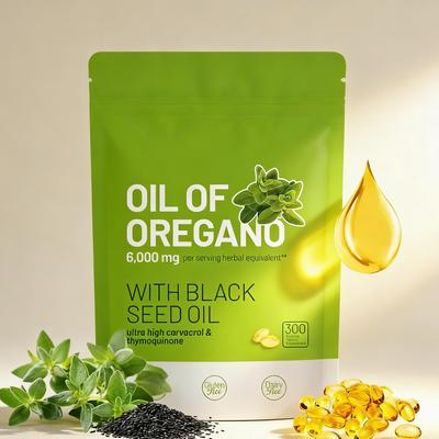 300 Capsules | High-Potency Oregano & Black Seed (Nigella Sativa) Oil | Supports Immune Health, Natural Detox & Vitality | Non-GMO