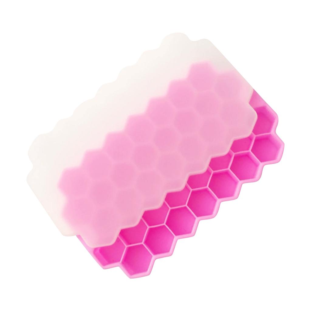 Vassoio per cubetti di ghiaccio in silicone con coperchio, stampo esagonale, 37 cavità, flessibile, antiaderente, per congelatore e cucina