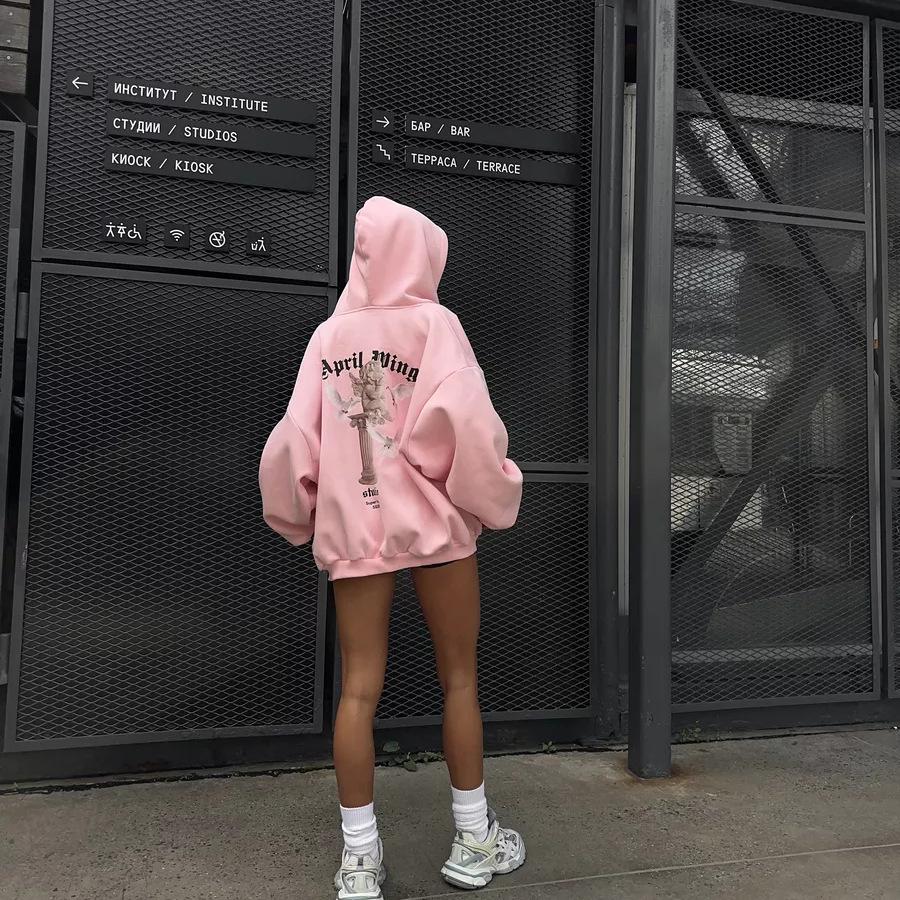 Damen Kapuzenjacke mit Rückendruck, Europäischer & Amerikanischer Stil, Grenzüberschreitend: Herbstmode, Lockere Passform, Süß & Würzig