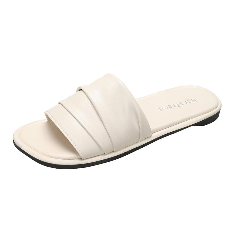 Beautiful flat-bottomed cool slippers women's summer outer wear 2025 new models with skirts beach vacation one-word sandals