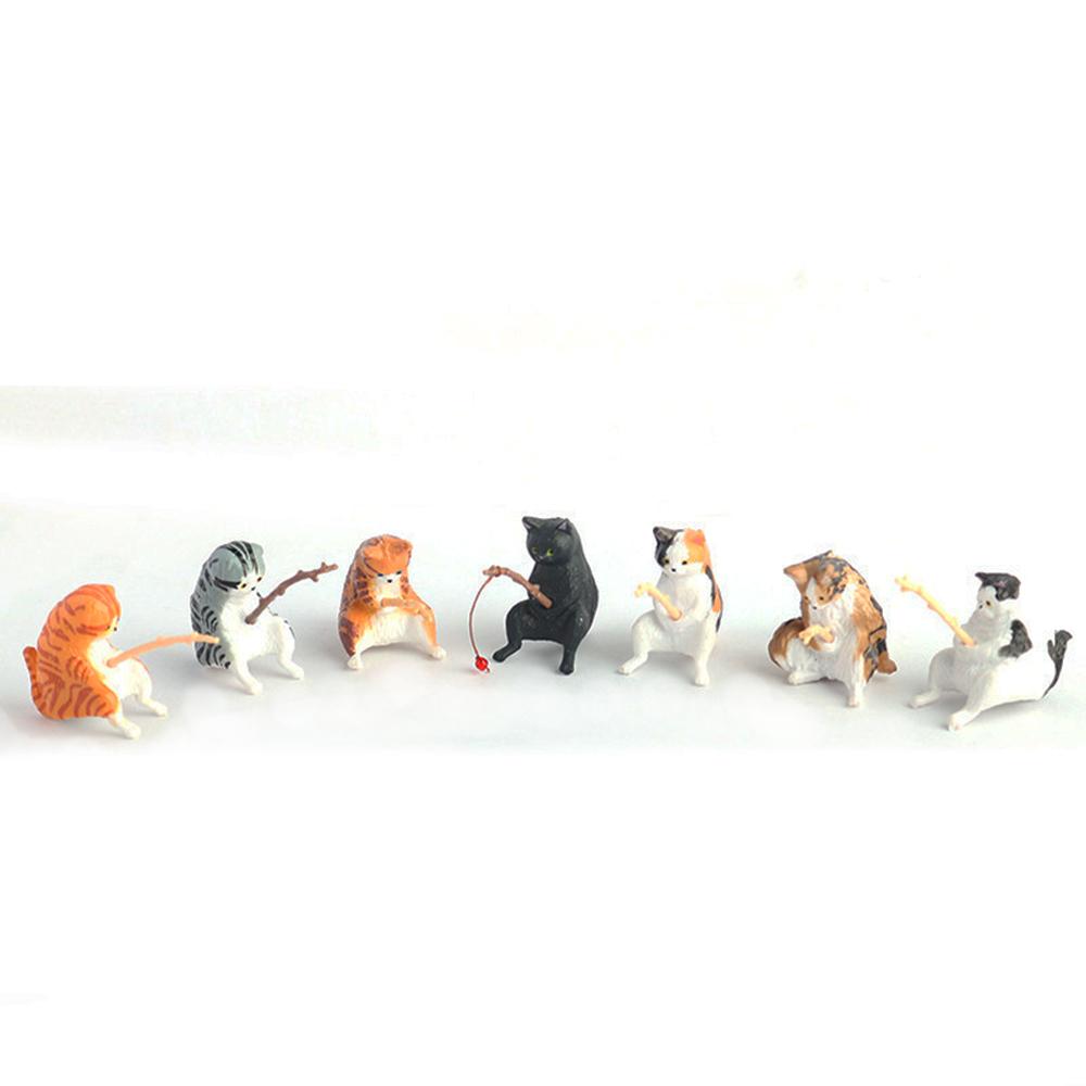 1/5pcs Cute Fishing Cat Ornaments Resin Fish Landscaping Mini Statue Cartoon Figurine Miniatures DIY Handcraft Home Decorations