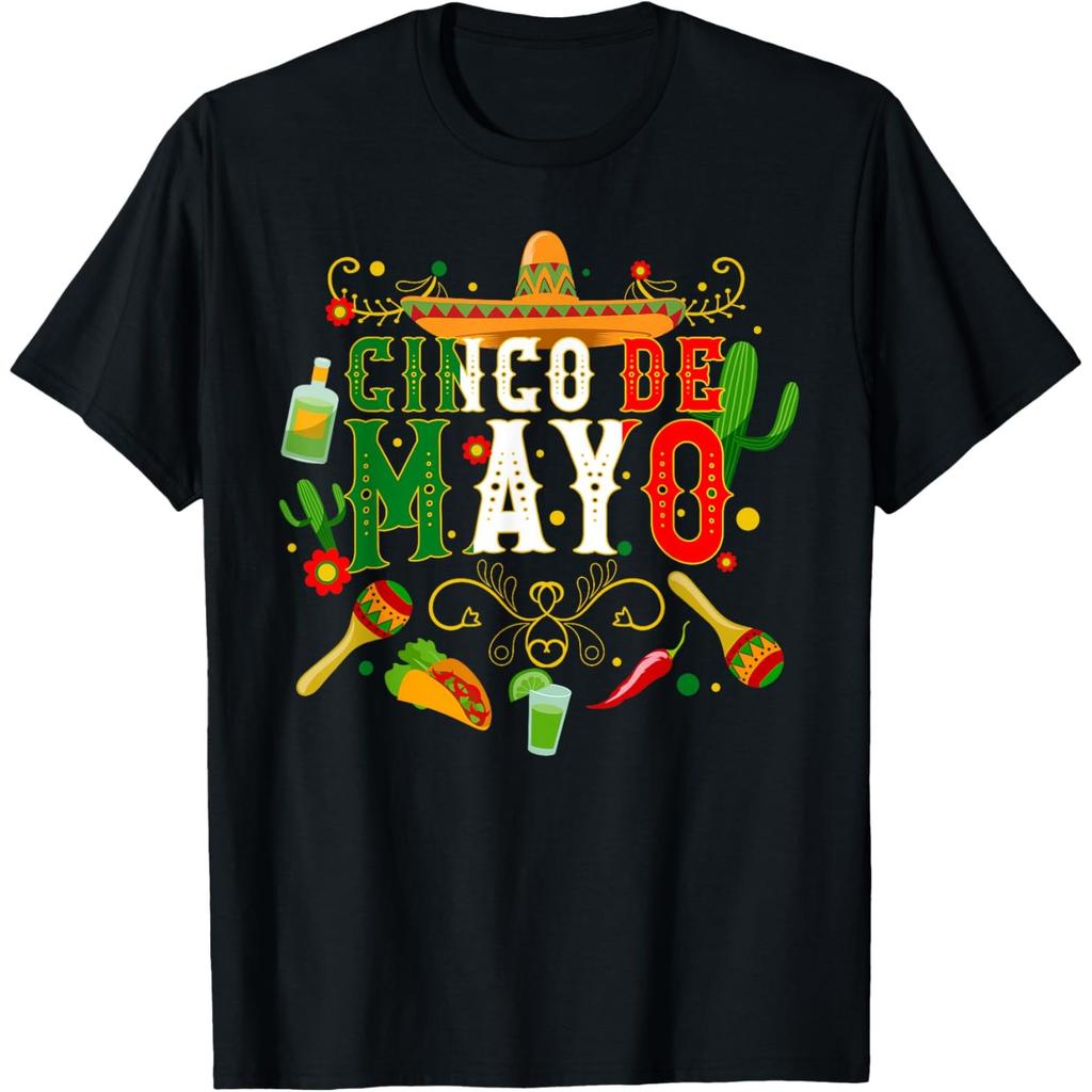 Cinco De Mayo Sombrero Cactus Graphic Tee Breathable Casual Cotton TShirt for Men and Women
