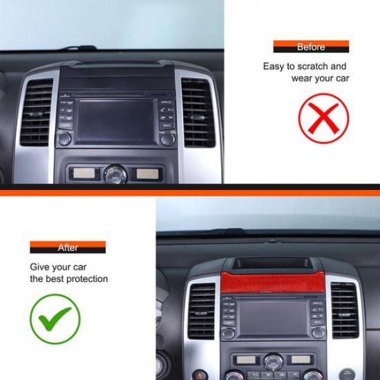 Red Carbon GPS Navigation Upper trim Sticker for For Nissan Frontier 2005-