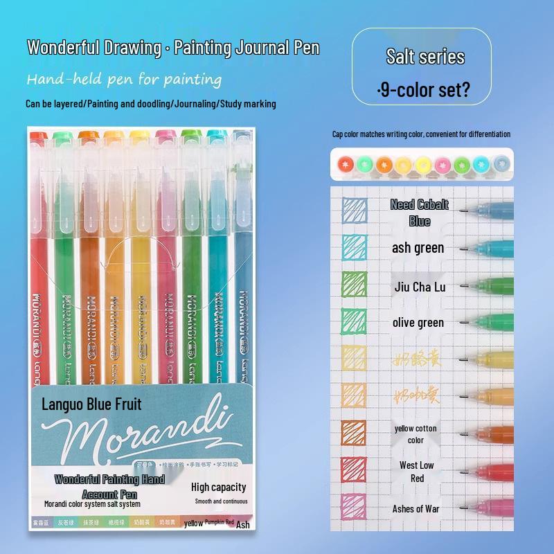 Blue Fruit Large Capacity Journal & Pen Set: Includes Highlighter, Drawing Pen, Gel Pen, Colored Single-Tip Pen.