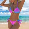 2026 Blue Gradient Leopard Halter Bikini - European & American Style Backless Swimsuit