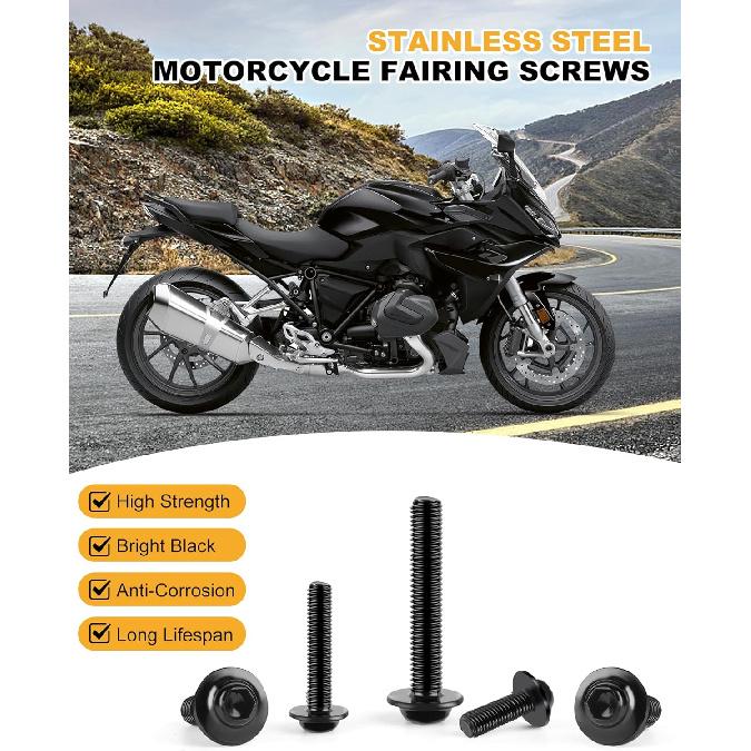 Motorcycle Fairing Bolt Kit, 195Pcs Stainless Steel M5 M6 Windscreen Screws Fastener Clips Universal Fit For Motorcycle Sportbike GSXR Honda Kawasaki
