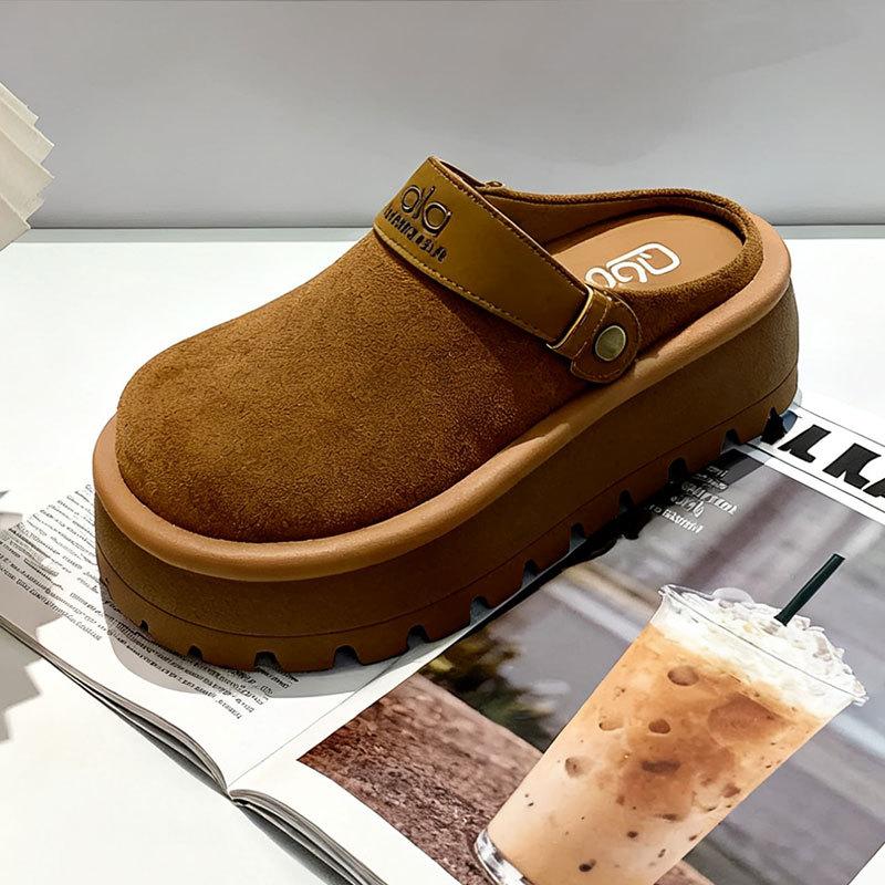 

Retro small Mori fashion slippers women s wear 2025 spring and autumn new muffin thick-bottomed bag head half slippers tide 40 верблюд