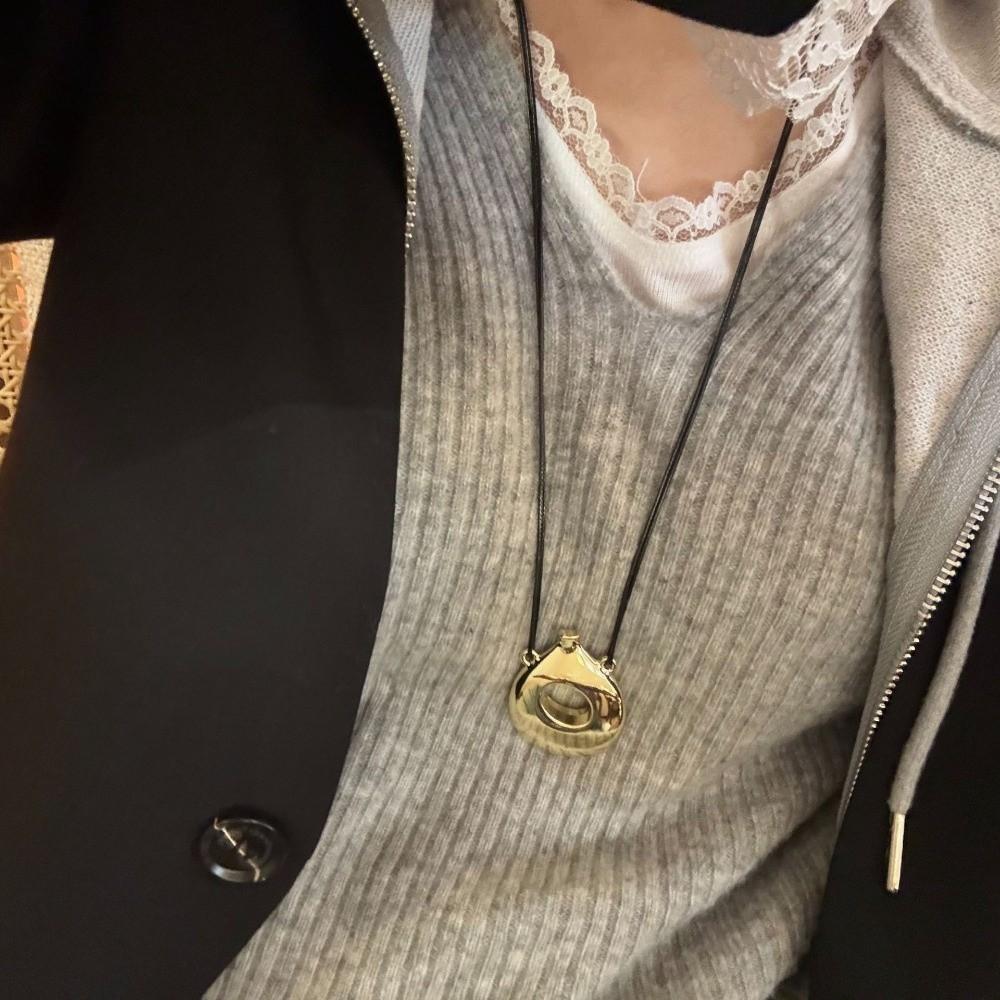 Leather Rope Long Sweater Chain Korean-Style Chain Necklaces Vintage Vase Pendant Necklace
