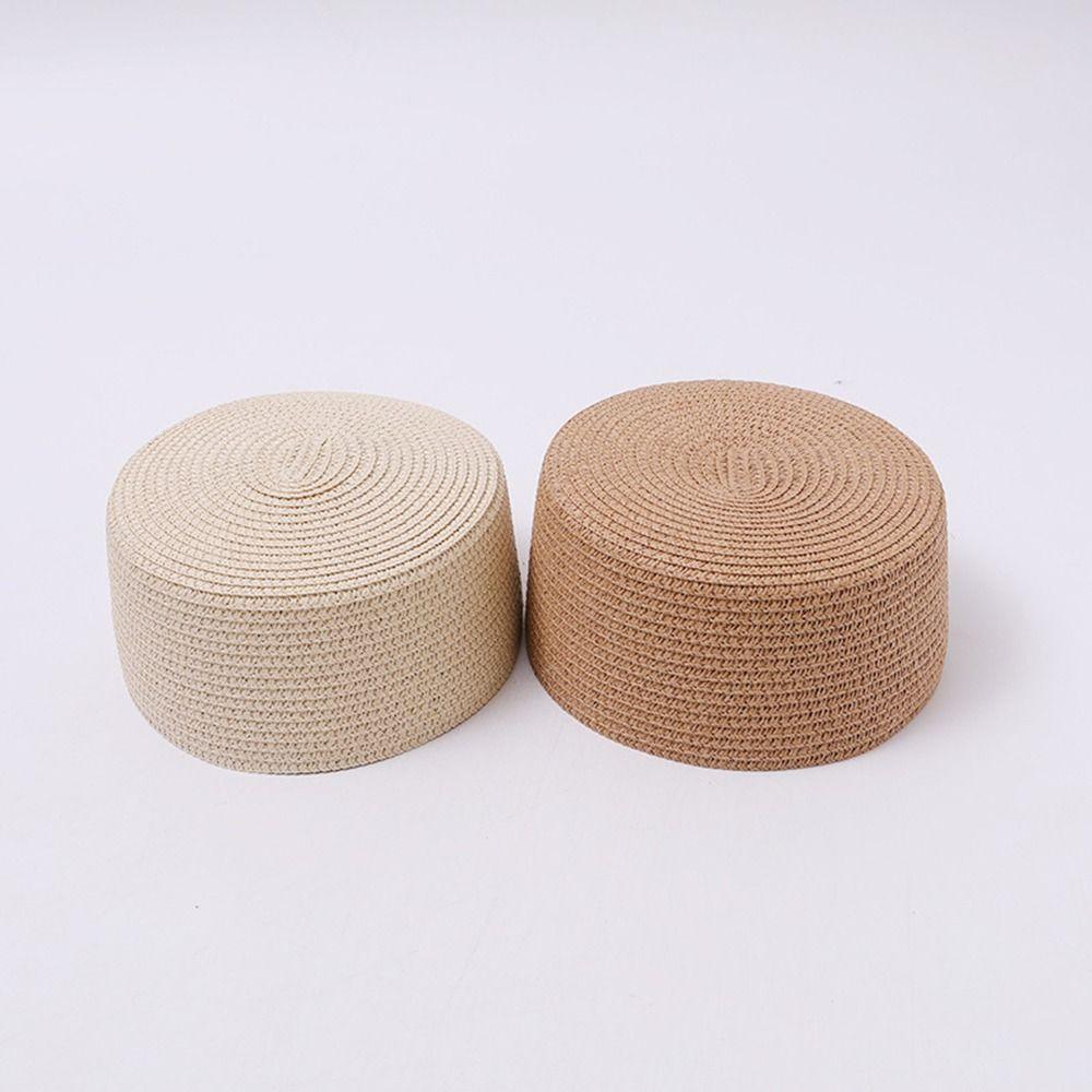 Structured Crown Brimless Cap Solid Painter Hat New Straw Pillbox Hat  Formal Occasions