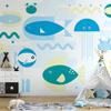 Wallpaper - Animals In The Sea - Geometric Blue Fish In Water For Children